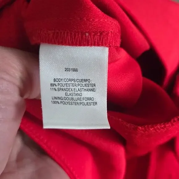 Halston Lipstick Red High Rise Wide Leg Pleated Pants Size 8 - Picture 6 of 7